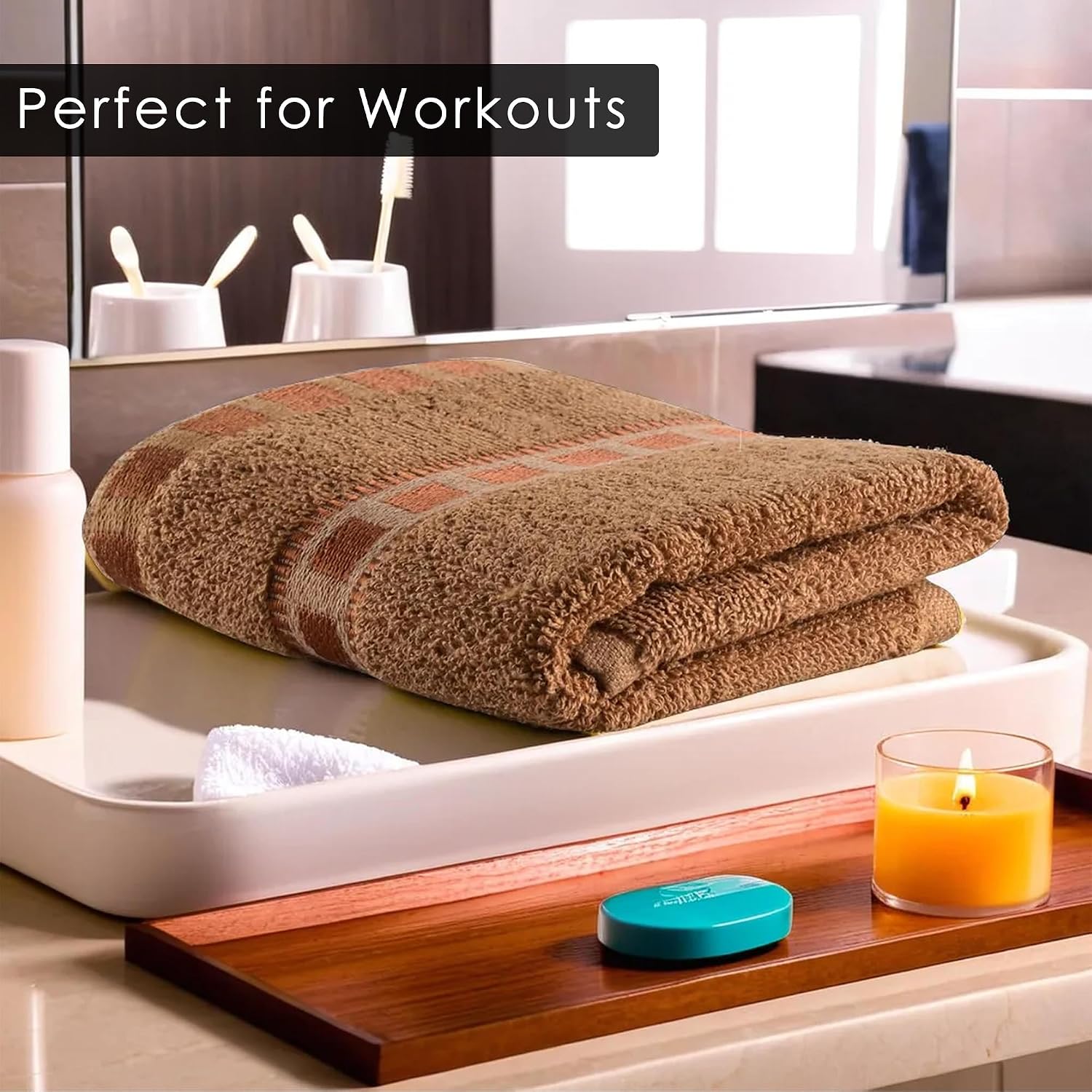 Kuber Industries Cotton Face Towel 4800 Gsm | Workout Gym Napkins Hand Towel For Men & Woman Quick-Drying Napkins -Golden (Pack Of 24)