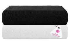 Casa Copenhagen Designed In Denmark Popcorn Super Soft 2 Pieces 100% Cotton Large Bath Towel 525 Gsm - Black & White