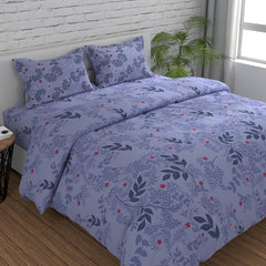 King Size For Double Bedsheet 2 Pillow Covers - 108 X 108 Inches, Light Purple & Blue | Soft & Durable For Everyday Use - All Season Comfort