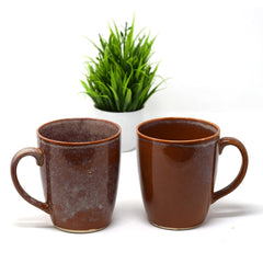 Handcrafted Rusty Caramel Ceramic Coffee Mug Set Of 6 - 350ml Each | Ceramic Mugs For Coffee, Tea, Milk - Microwave Safe & Dishwasher Safe