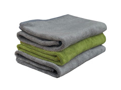 Yellow Weaves Super Soft Microfiber Hand Towels, Gym & Workout Towels 400 Gsm, (Green & Green) Set Of 3