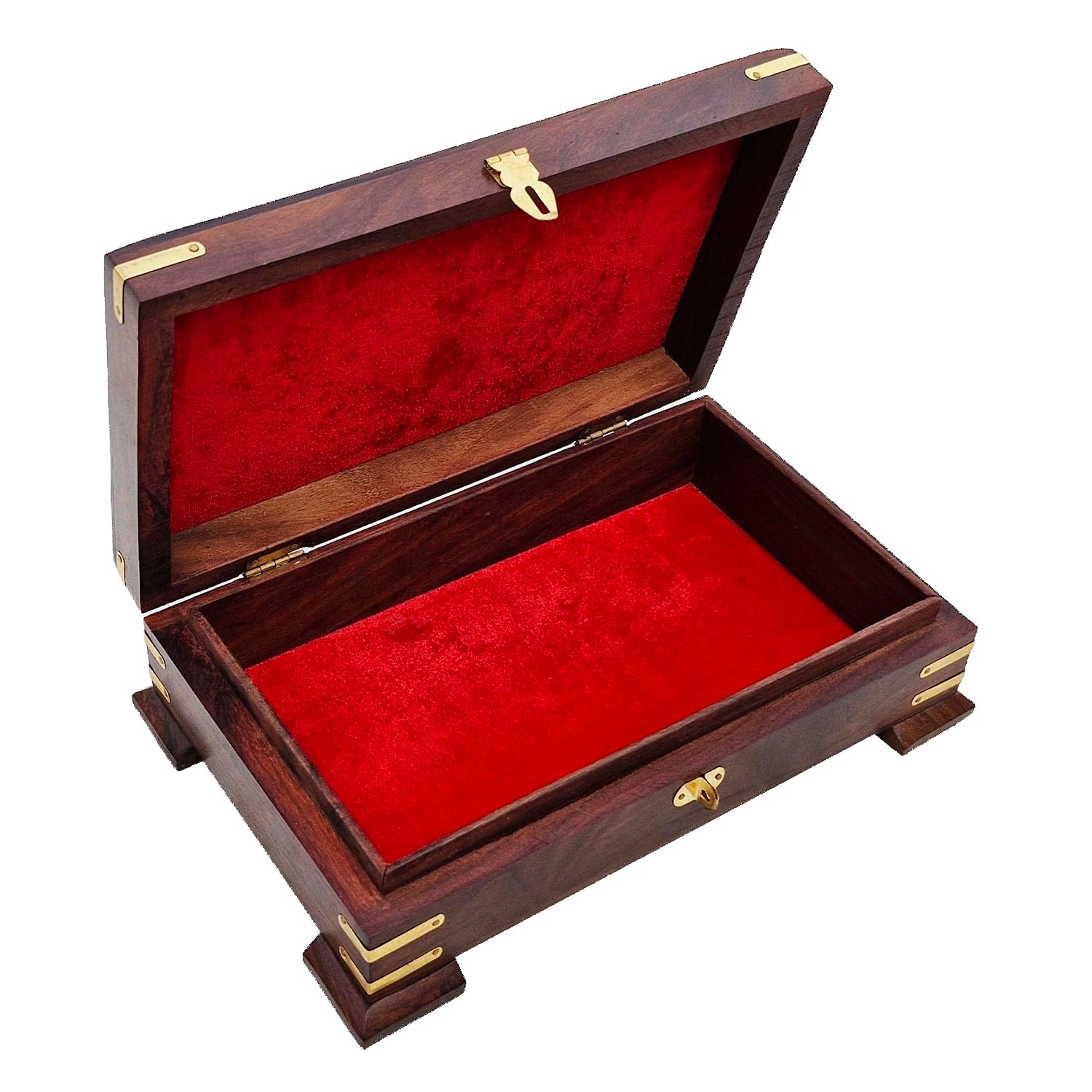 Wooden Om Box For Good Luck Jewellery Box, Decorative Case, Kit, Vanity, Organiser For Women, Necklaces, Cash, Gold, 10 X 6 Pious Galaxy Pedestal, Material - Rosewood, Brass, Colour - Brown