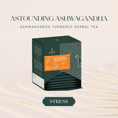 Luxmi Estates Astounding Ashwagandha Turmeric Ginger Herbal Tea Bags 30gm, 1.05 Ounce - 15 Tea Bags | Certified USDA Organic Herbal Tea Bags For Stress Support