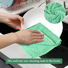 Kuber Industries Microfiber Cleaning Towel 200 Gsm | Reusable Cleaning Cloths For Kitchen, Duster & Home Cleaning Towel Hanging Loop - Pack Of 1 (Green)