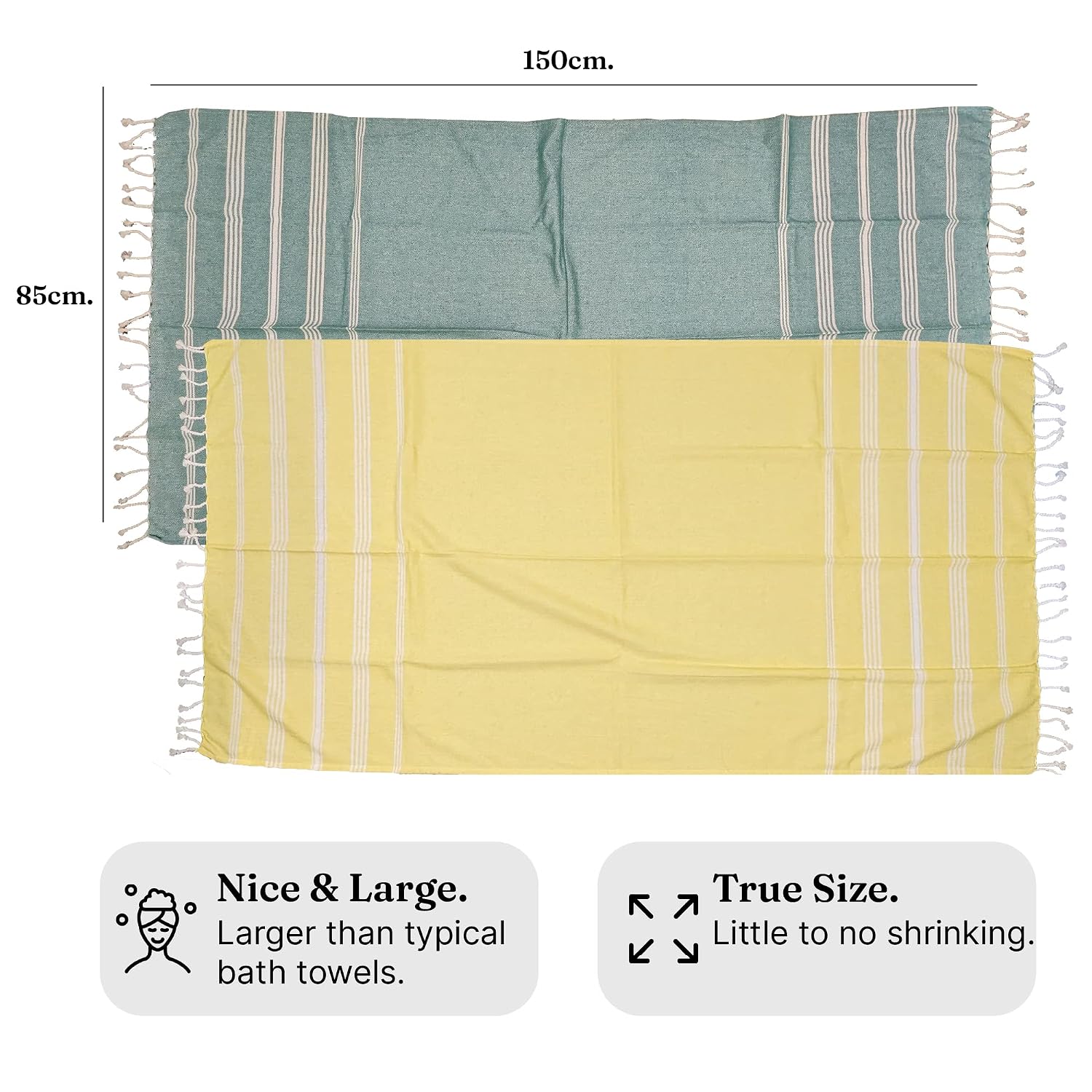 Indihaus Premium Large Cotton Bath Towels 380 Gsm | Soft, Absorbent & Comfortable Large Size Bath Towels | Set Of 2 (Sunshine Yellow & Ocean Teal)