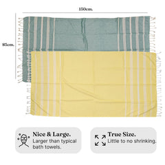 Indihaus Premium Large Cotton Bath Towels 380 Gsm | Soft, Absorbent & Comfortable Large Size Bath Towels | Set Of 2 (Sunshine Yellow & Ocean Teal)