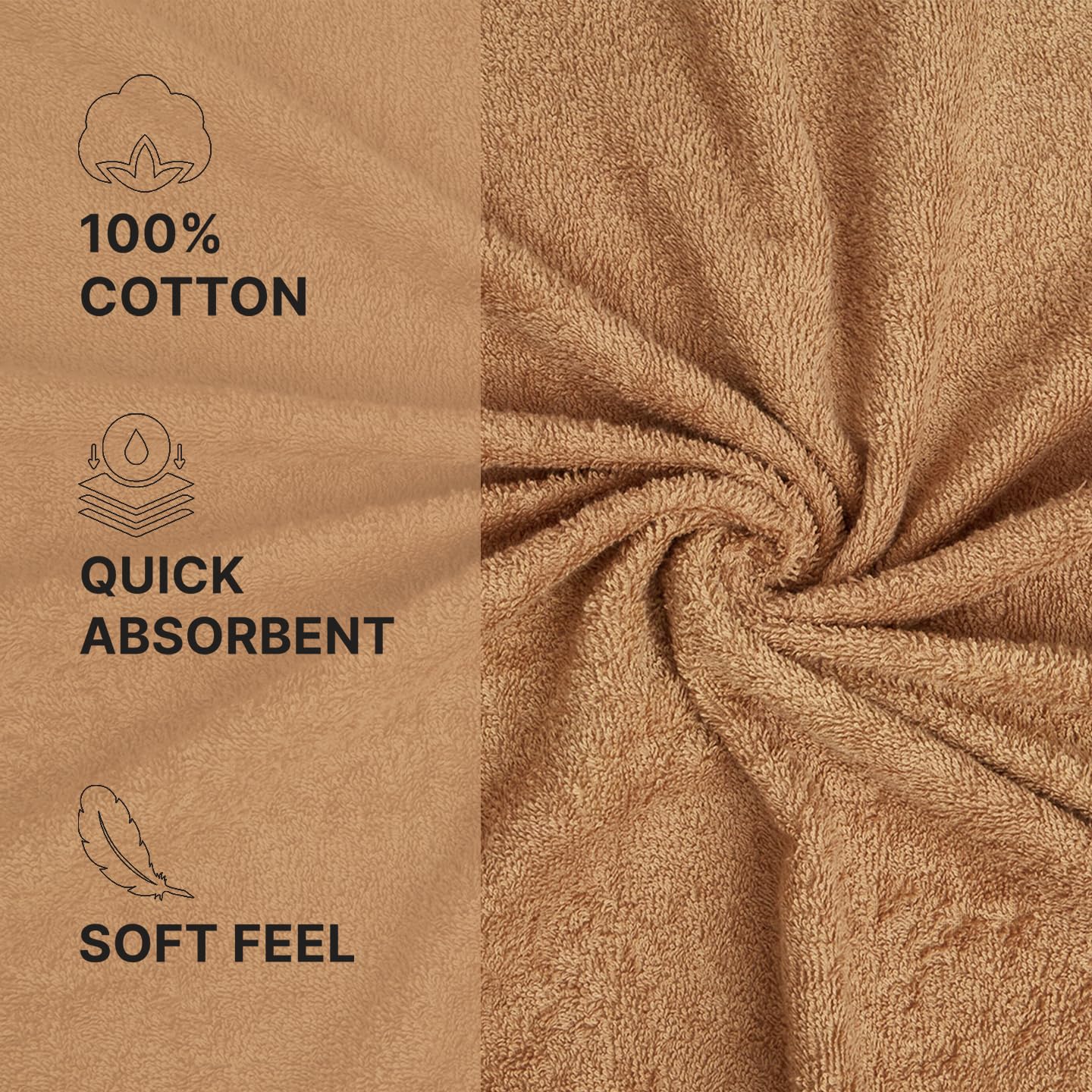 Welspun 100% Cotton Quik Dry Bath Towel 380 Gsm | High Absorbency Super Soft, Fast Drying Bath Towels | Large Size Bath Towel For Men & Women (Light Brown)