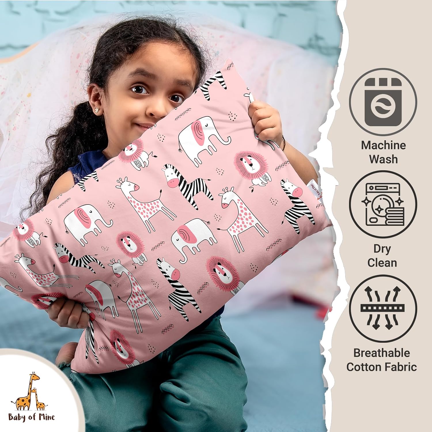 Personalized Pillow For Kids, Super Soft Cotton Kids Cushion - 12 X 18 Inches | Custom Name, For 5 Years Old Kids, Adorable Prints | For Head, Neck Support Baby Pillow - Pillow 09