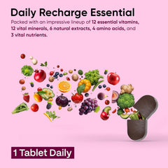 Blubein Multivitamin Tablet With 37 Vital Ingredients For Men & Women Boosts Stamina, Enhances Immunity & Vegan , Good For Overall Health & Wellness | 30 Tablets , 50gm 0.1lbs
