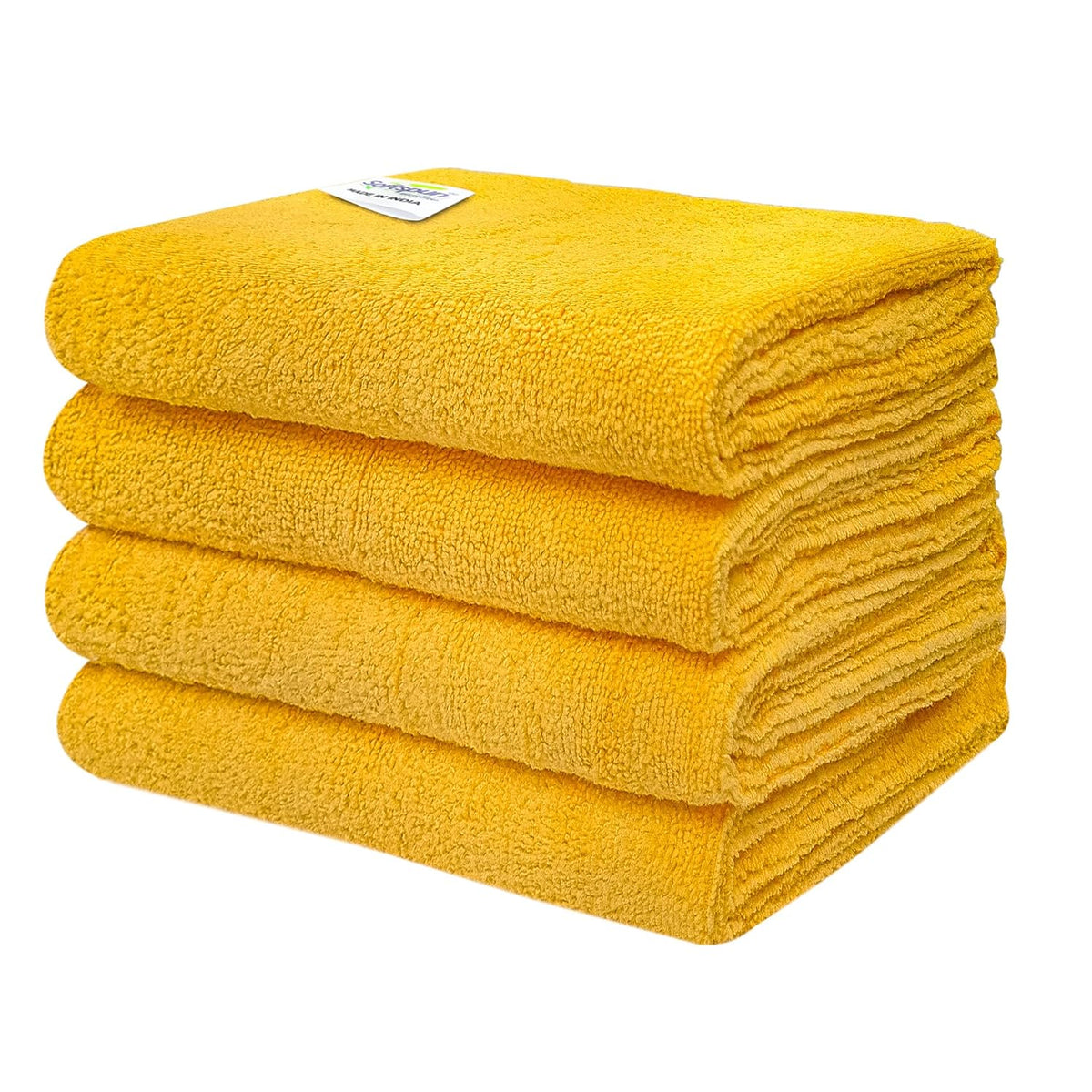 Softspun Microfiber Cloth Towel 350 Gsm | Multi-Purpose Super Soft Absorbent Cleaning Towels For Home, Kitchen, Car, Cleans - 4 Peice (Orange)