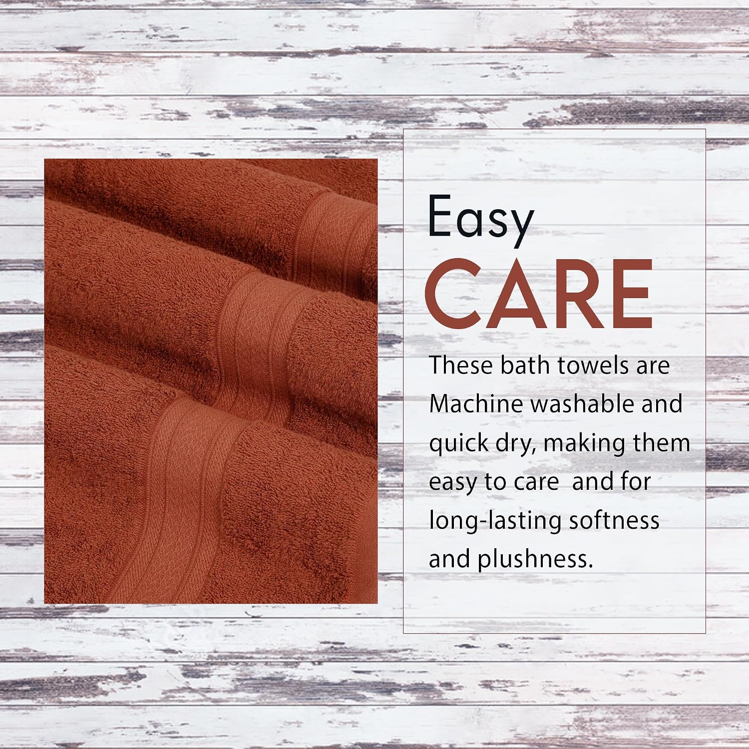 Ambra Linens 500 Gsm Highly Absorbent Towels Set, 100% Cotton, Soft & Plush, All Seasons Use, Large, Everyday Use, Durable (Dark Rust)