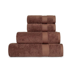 Mytrident Classic Kasturi Collection 1 Bath + 1 Small Bath & 2 Hand Towels 1200 Gsm | Highly Absorbent Towels For Bath - Willow Wood (Set Of 4)