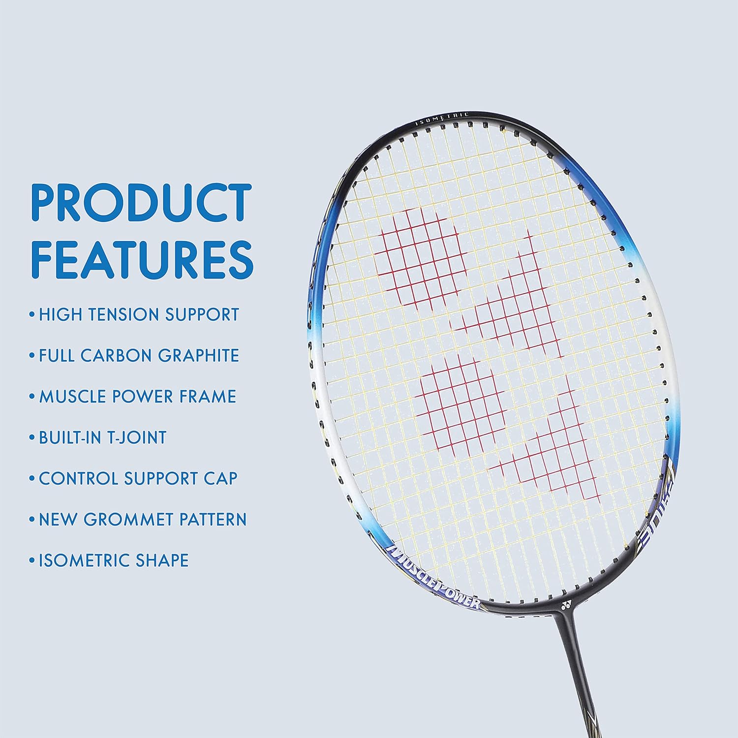 Yonex MUSCLE POWER 22LT Aluminum Strung Badminton Racquet G4, Grip Size - 3 3/4 Inches, Colour - Black & Blue