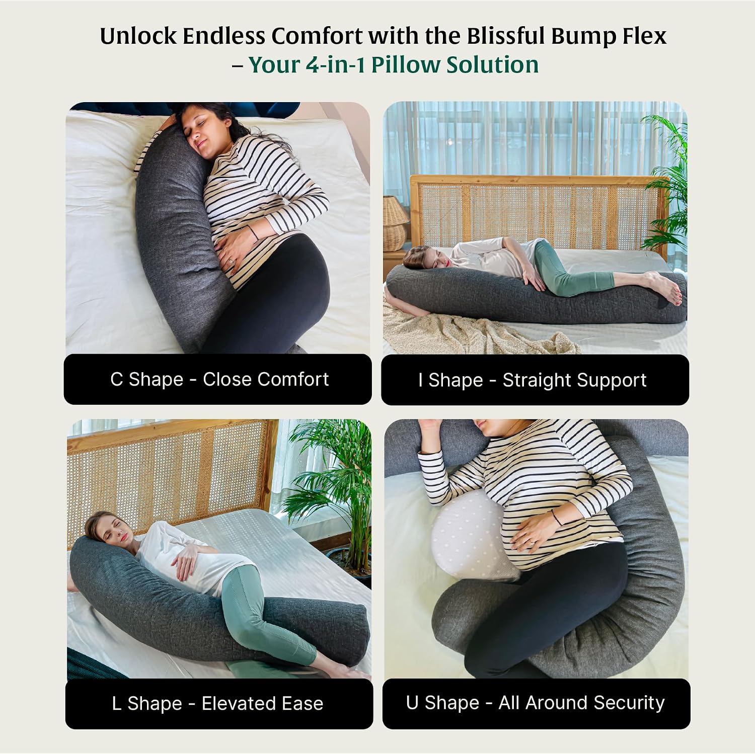 Pregnancy Pillow For Pregnant Women, Maternity Pillow For Pregnancy Sleeping - 60 L X 9 W Inch | J Shape Pillow, Gift -Long Pillow | Side Pillow, Body Pillow, Shredded Memory Foam Pillow