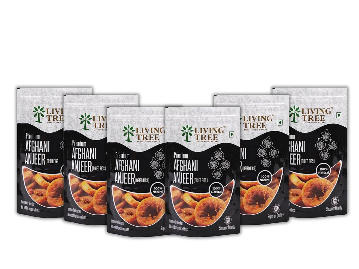 100% Natural Premium Afghani Anjeer (Dried Figs) By Living Tree 1200gm, (200gm* Pack Of 6) | Weight Loss Healthy Bones Improves | Immunity Boost | 42.3 Ounce