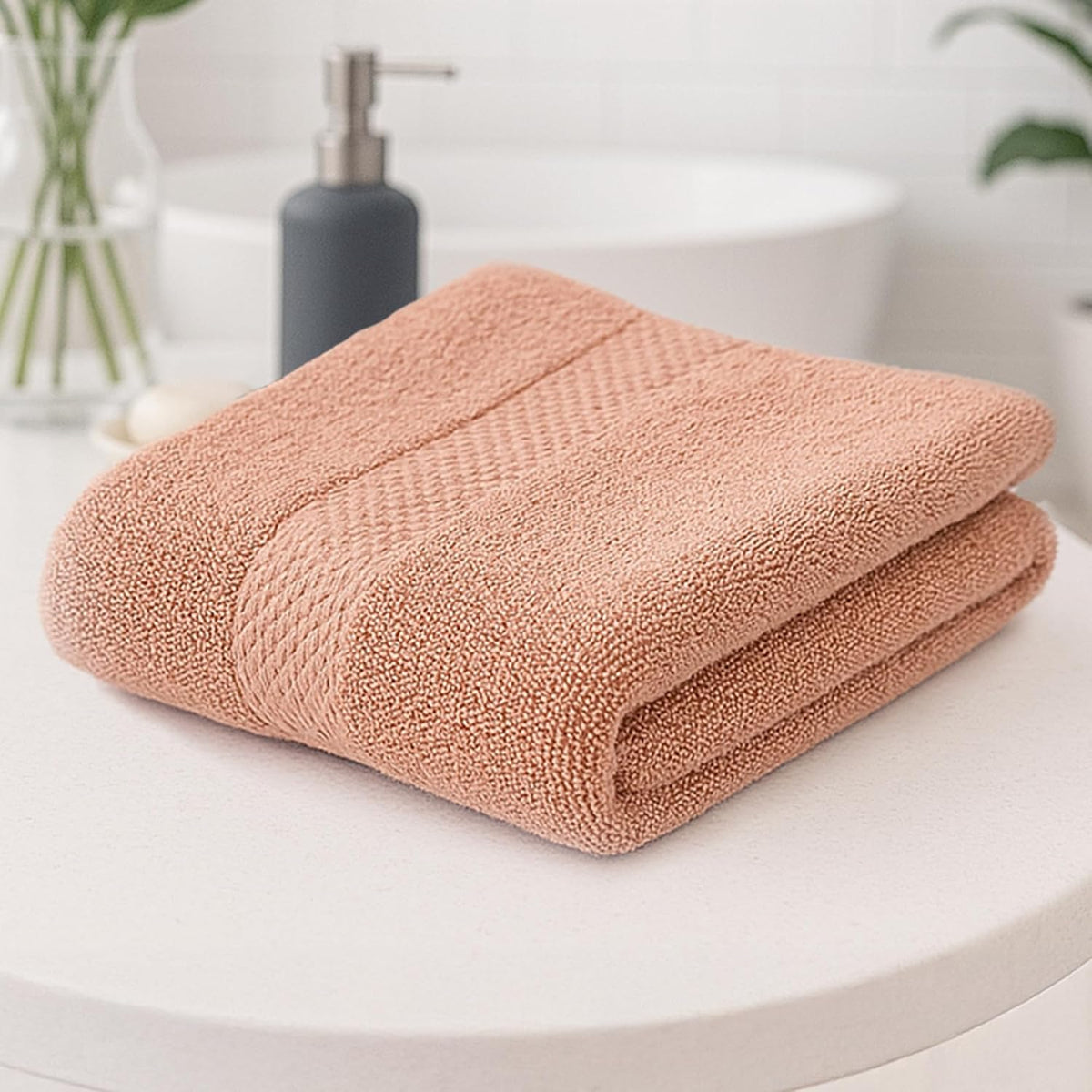 Earthy Fables Premium Bath Towel 600 Gsm | 100% Combed Cotton Ultra Soft, Quick Dry & Highly Absorbent For Home, Travel & Acne-Prone Skin (Peach)