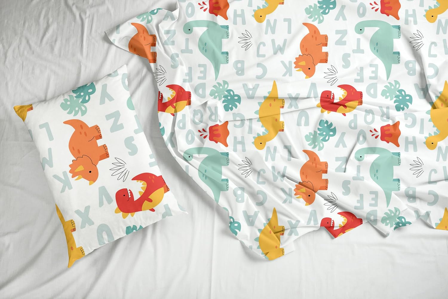 Printed Cotton King Size Bedsheet With 2 Pillow Covers | 104 X 104 Inches, Orange & Mint | Durability, Breathability, Softness, & Easy Maintenance