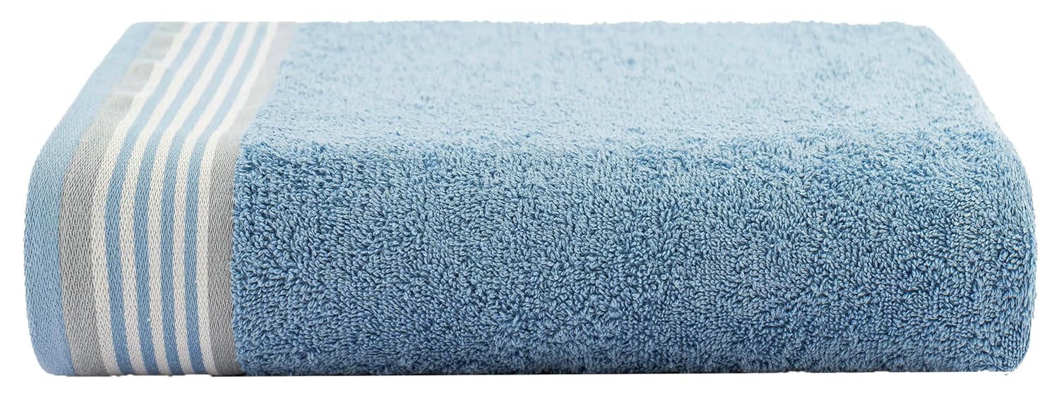 Casa Copenhagen, Germany Design He & She Super Soft Collection 100% Cotton 2 Pieces Large Bath Towel - Grey Violet & Dusty Blue