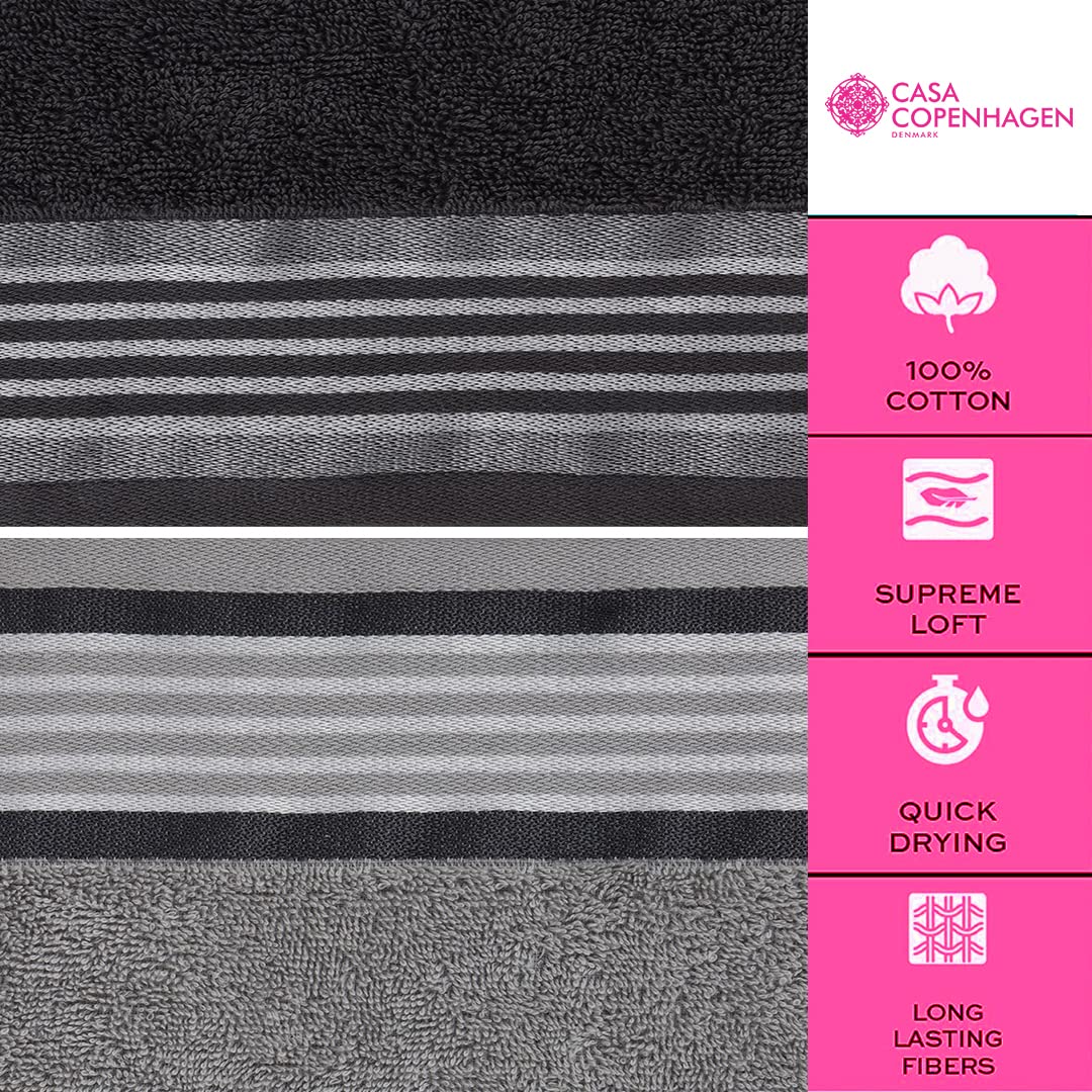 Casa Copenhagen Germany Design 100% Cotton 2 Pieces Large Bath Towel 850 Gsm - Pine Grey & Grey Violet