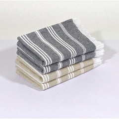 Indihaus Premium Cotton Hand Towel 310 Gsm | Soft, Absorbent, Multi-Purpose Towel Set | Serene Beige & Slate Grey (Set Of 4)