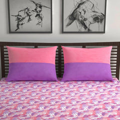 Cotton Double Bedsheet With 2 Pillow Covers - 87 X 100 Inches, Purple & Pink | Smooth & Comfortable For Daily Use - All Weather Coziness & Bedroom Style
