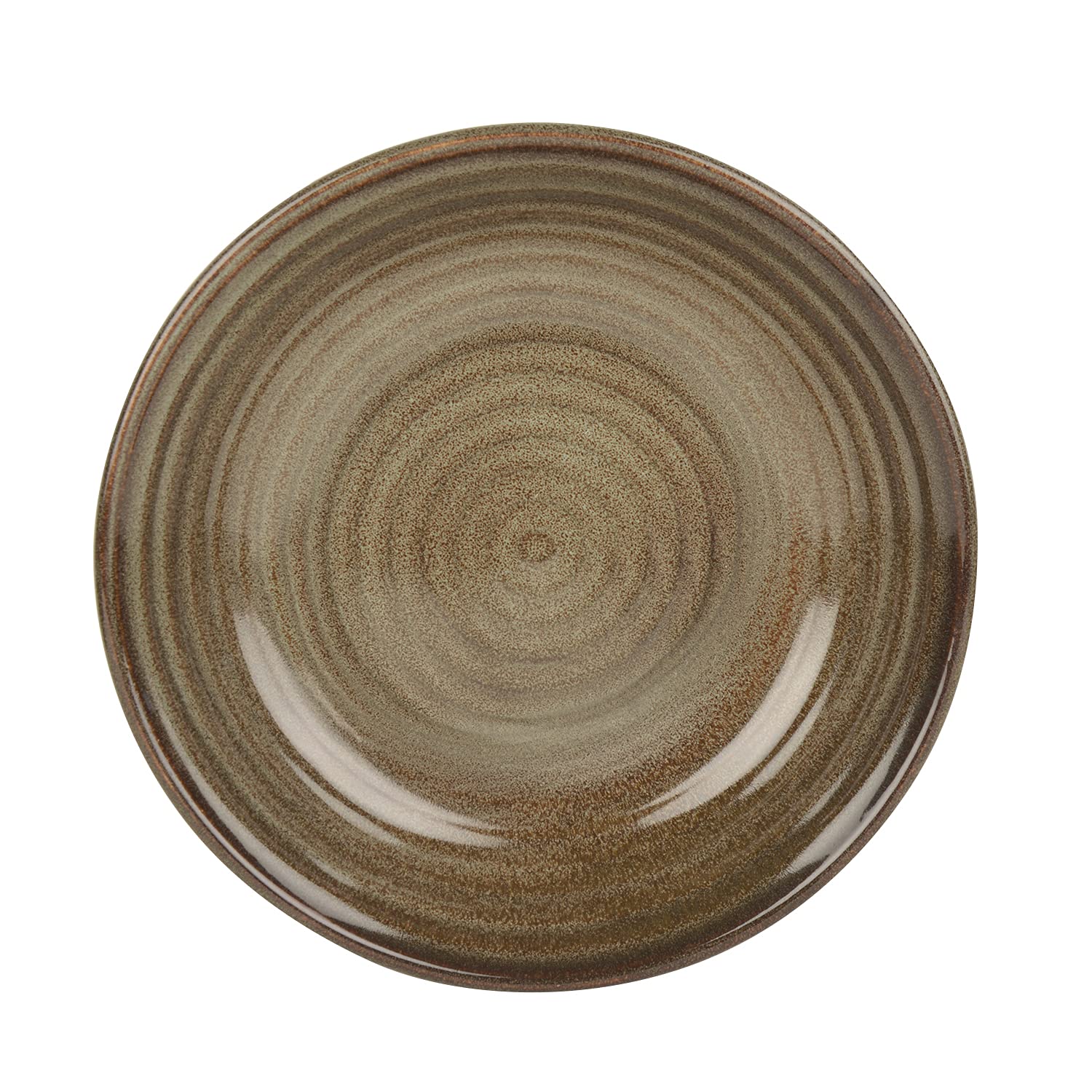 Studio Pottery Ceramic Shallow Serving Bowl - Brown, Diameter - 24 Cm, 800ml | Salad Bowl - Pasta Serving Bowl | Snack Bowl - Brown Symphony Collection