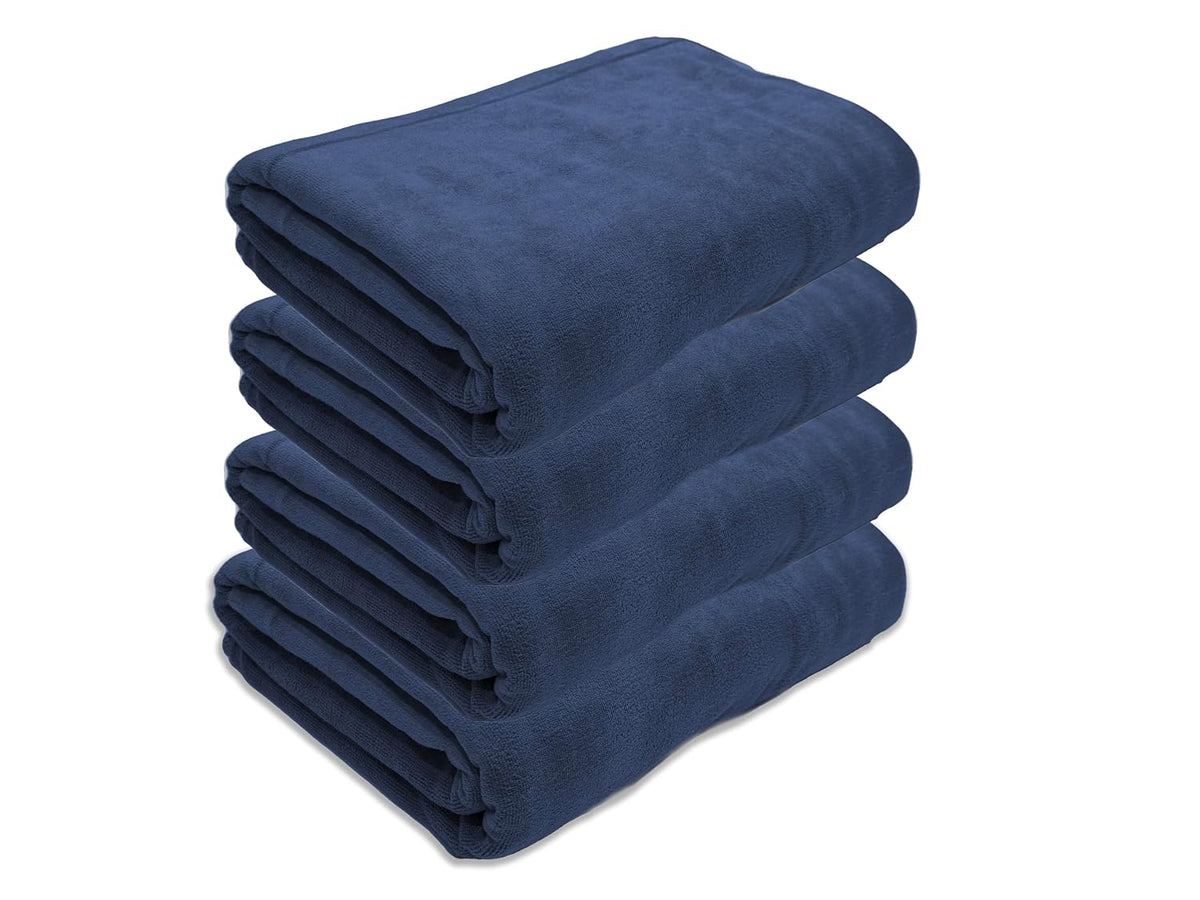 Black Gold The Finer Touch Oversized Microfiber Bath Towel 2600 Gsm | Soft Quick-Dry Microfiber Towel For Men & Women (Navy Blue)- Pack Of 4