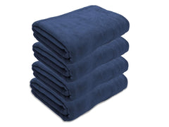 Black Gold The Finer Touch Oversized Microfiber Bath Towel 2600 Gsm | Soft Quick-Dry Microfiber Towel For Men & Women (Navy Blue)- Pack Of 4