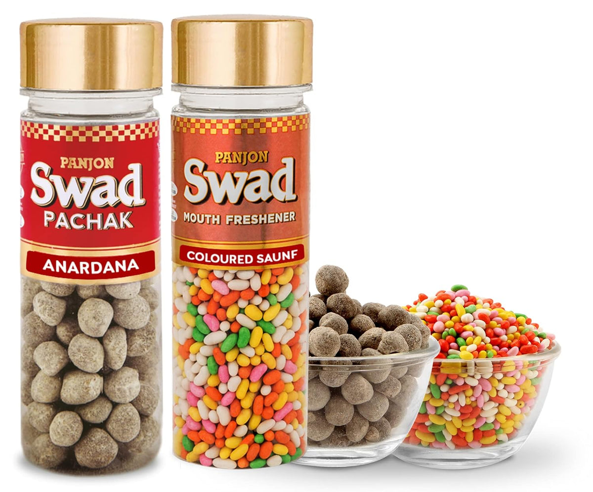 Panjon Swad Pachak Anardana & Mukhwas Coloured Saunf 310gm, (155gm *2 Bottle)
