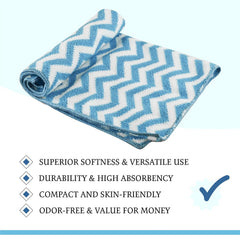 Kuber Industries Super Absorbent & Reusable Microfibre Face Towel 900 Gsm (Zig Zag Blue) - Pack Of 6