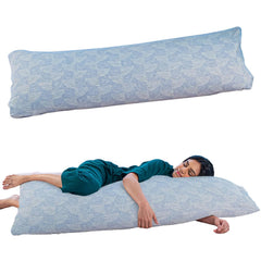 Full Body Hug Pillow For Sleeping, Memory Foam Pillow, Blue - 54 L X 20 W Inch | Micro Fiber Pillow For Body Support, Pregnancy Long Pillow For Bed, Side Sleeper, Washable Cover