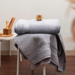 Vilasiya Plushwave 100% Cotton Bath Towel 650 Gsm | Zero Twist Yarn Luxurious Soft & Extra Absorbent Bath Towel (Light Grey)