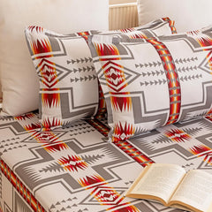 Double Size Elastic Fitted Bedsheet With 2 Pillow Covers - (72 X 72 Inches, Grey & Red) | Wrinkle Free Bed Sheets | Perfect For Home Decor & Gifting
