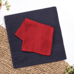 Sassoon Anatolia 2 Piece Cotton Face Towel 500 Gsm (Red & Denim)