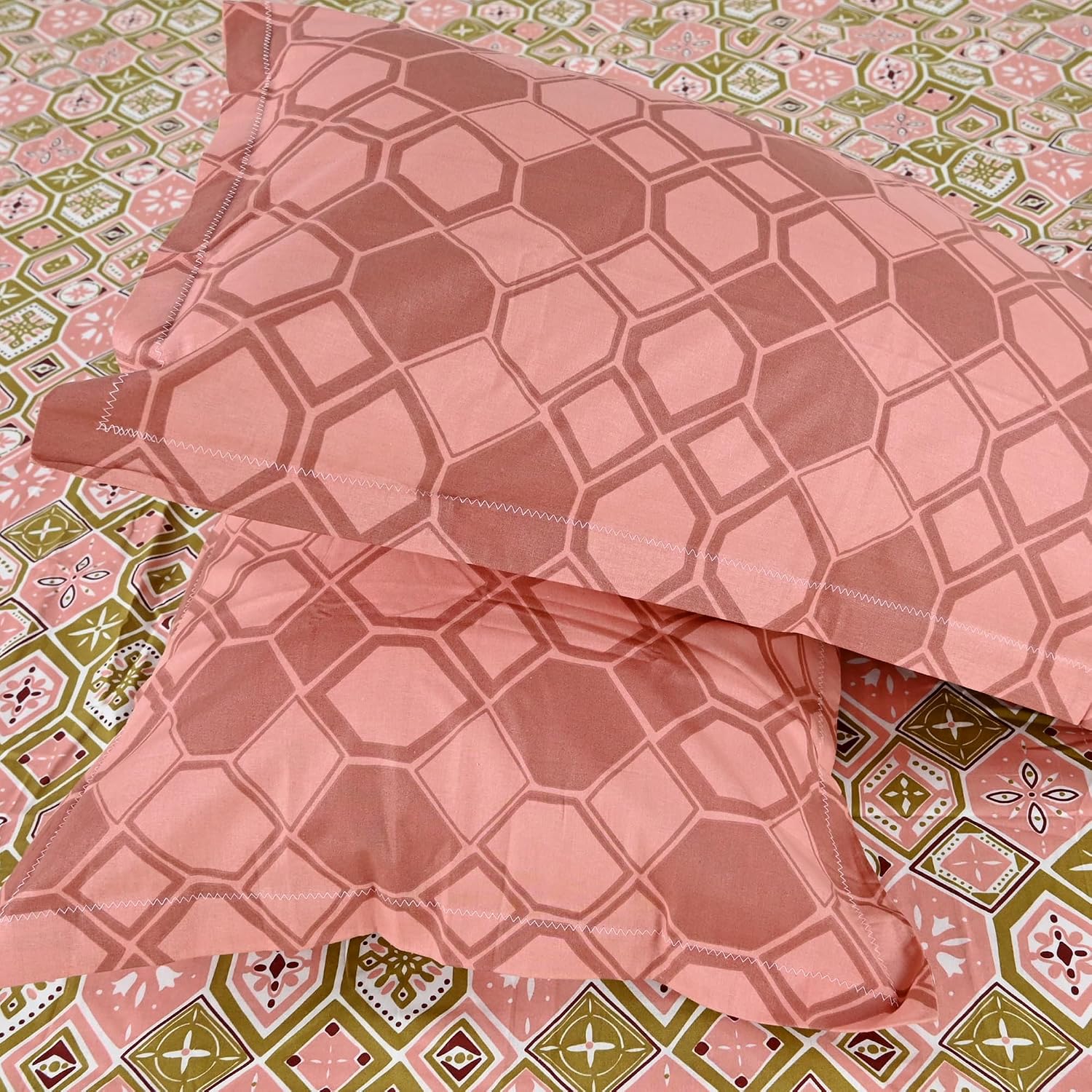 100% Pure Cotton Double Bedsheet For Queen With 2 Pillow Covers - 87 X 100 Inches, Multicolor | Soft & Durable For Everyday Use & Bedroom - All Season Comfort