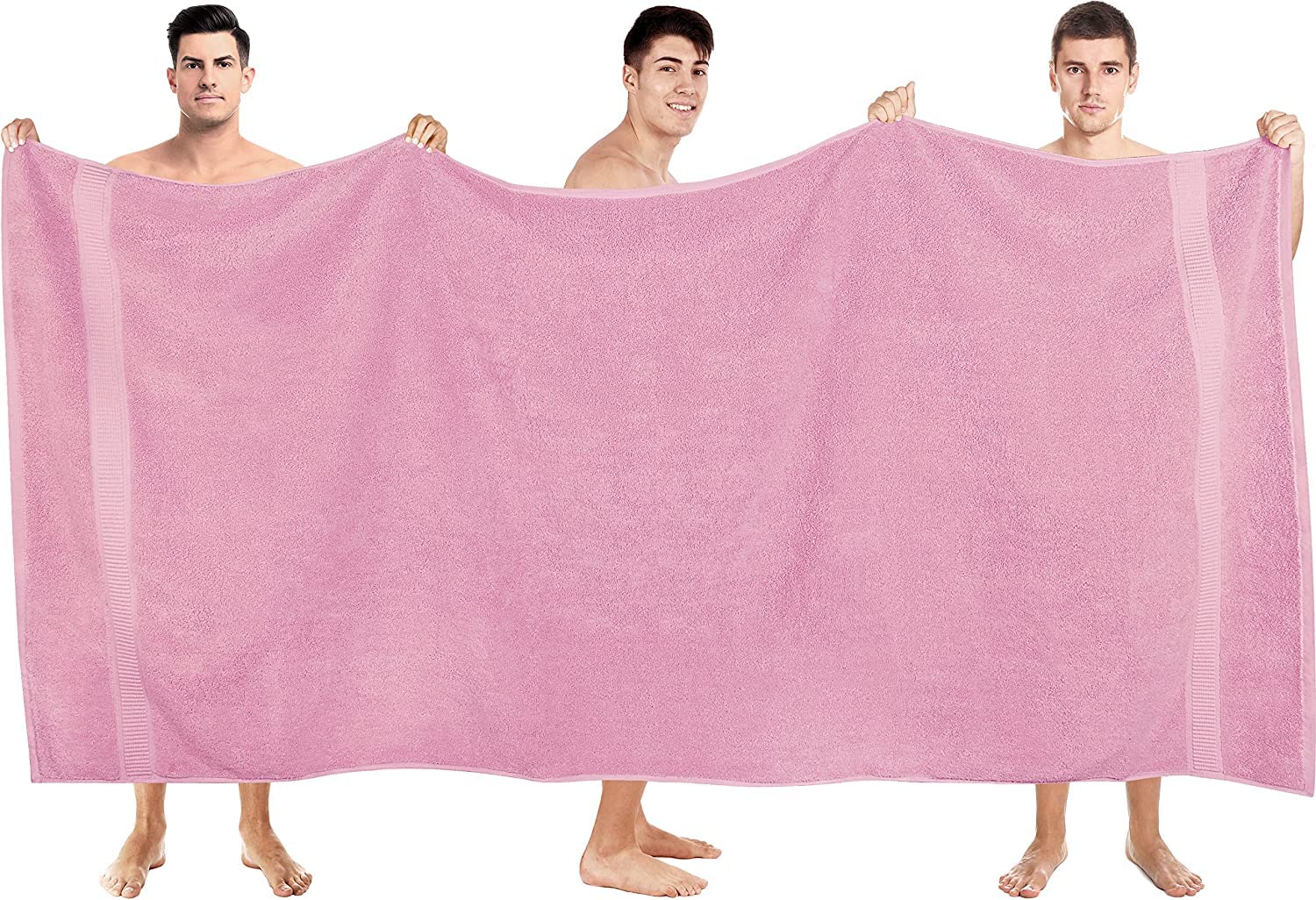 Tiqh 100% Cotton Bath Towel 600 Gsm | Highly Absorbent & Quick Dry Extra Large Bath Towel (Pink)