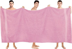 Tiqh 100% Cotton Bath Towel 600 Gsm | Highly Absorbent & Quick Dry Extra Large Bath Towel (Pink)