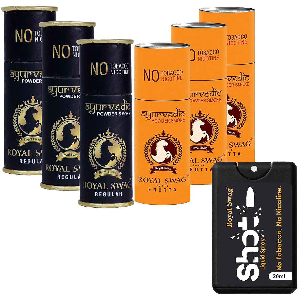 Royal Swag Ayurvedic & Herbal Cigarettes Regular Flavour & Frutta Flavour 15 Sticks Each With 20ml Shot Anti Addiction Spray - (30 Sticks)