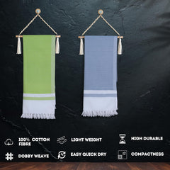Pure Cotton Turkish Bath Towel 700 Gsm | Extra Soft Plush Light Weight Quick Dry Travel Thin Towels (Elephant Grey & Mango Leaf) - Pack Of 2