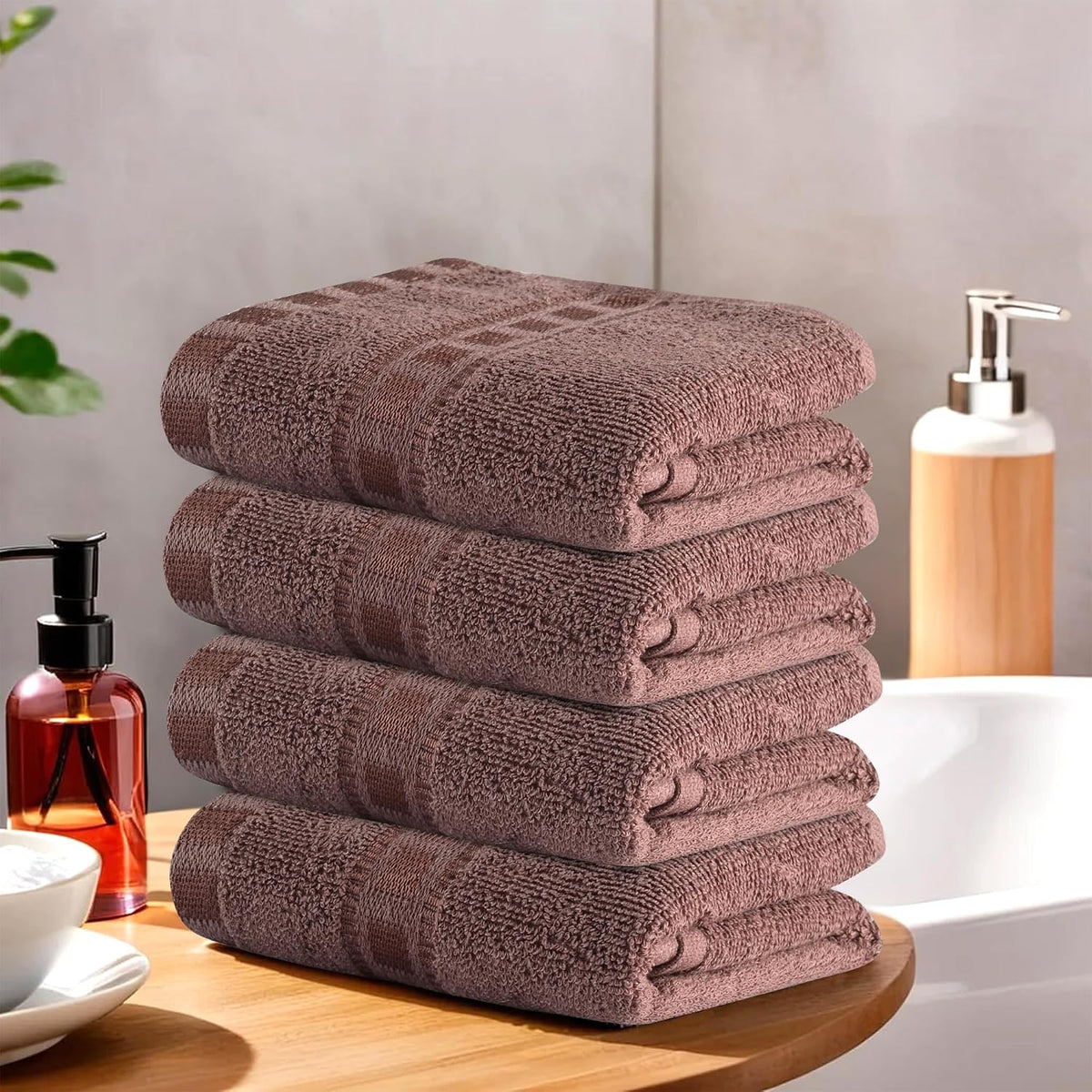 Kuber Industries Cotton Hand & Face Towels 200 Gsm | Easily Washable Workout Gym Napkins For Men | Pocket Towel - Brown (Pack Of 4)