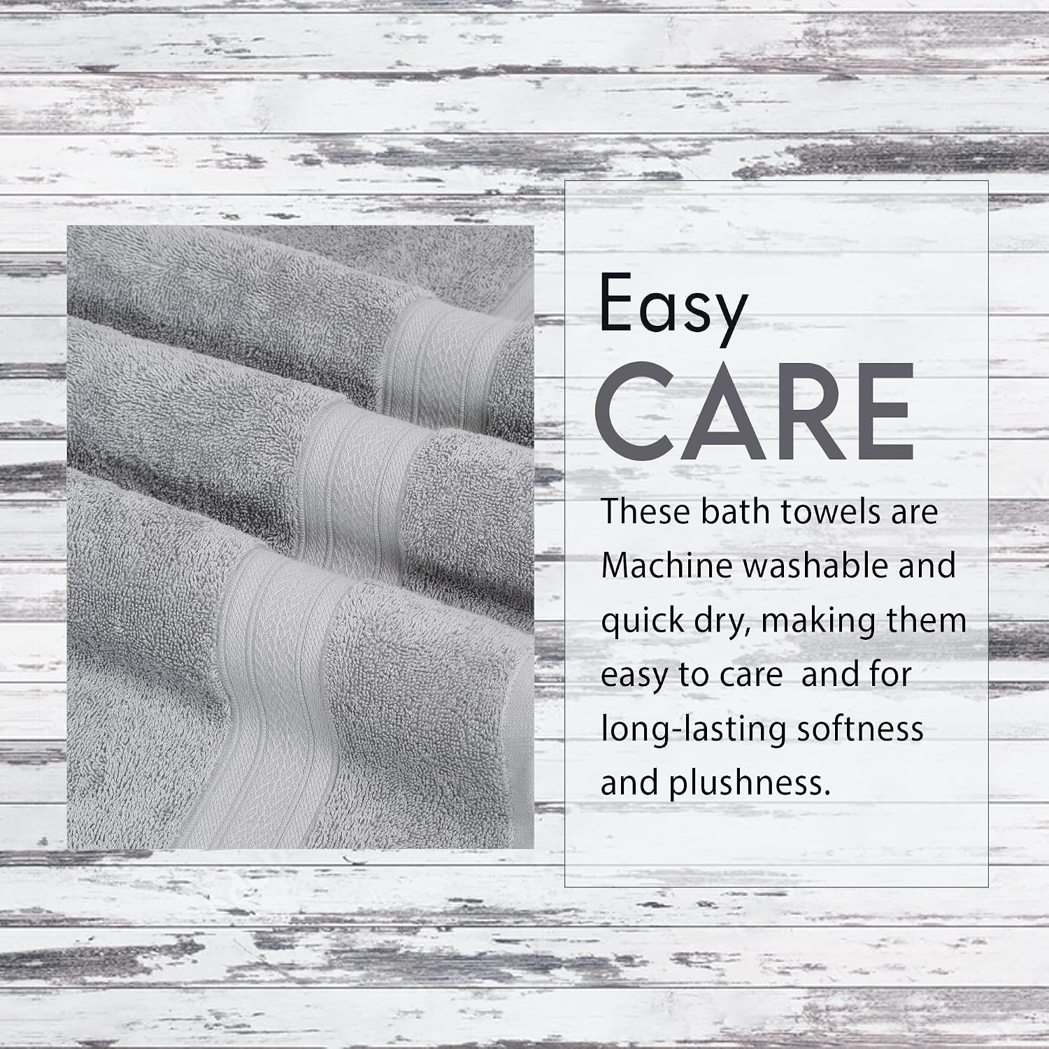 Ambra Linens 500 Gsm Highly Absorbent Towel, 100% Cotton, Soft & Plush, All Seasons Use, Large, Everyday Use, Durable (Light Grey)