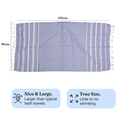 Indihaus Premium Large Cotton Bath Towels 380 Gsm | Soft, Absorbent & Comfortable Large Size Bath Towels (Blue)