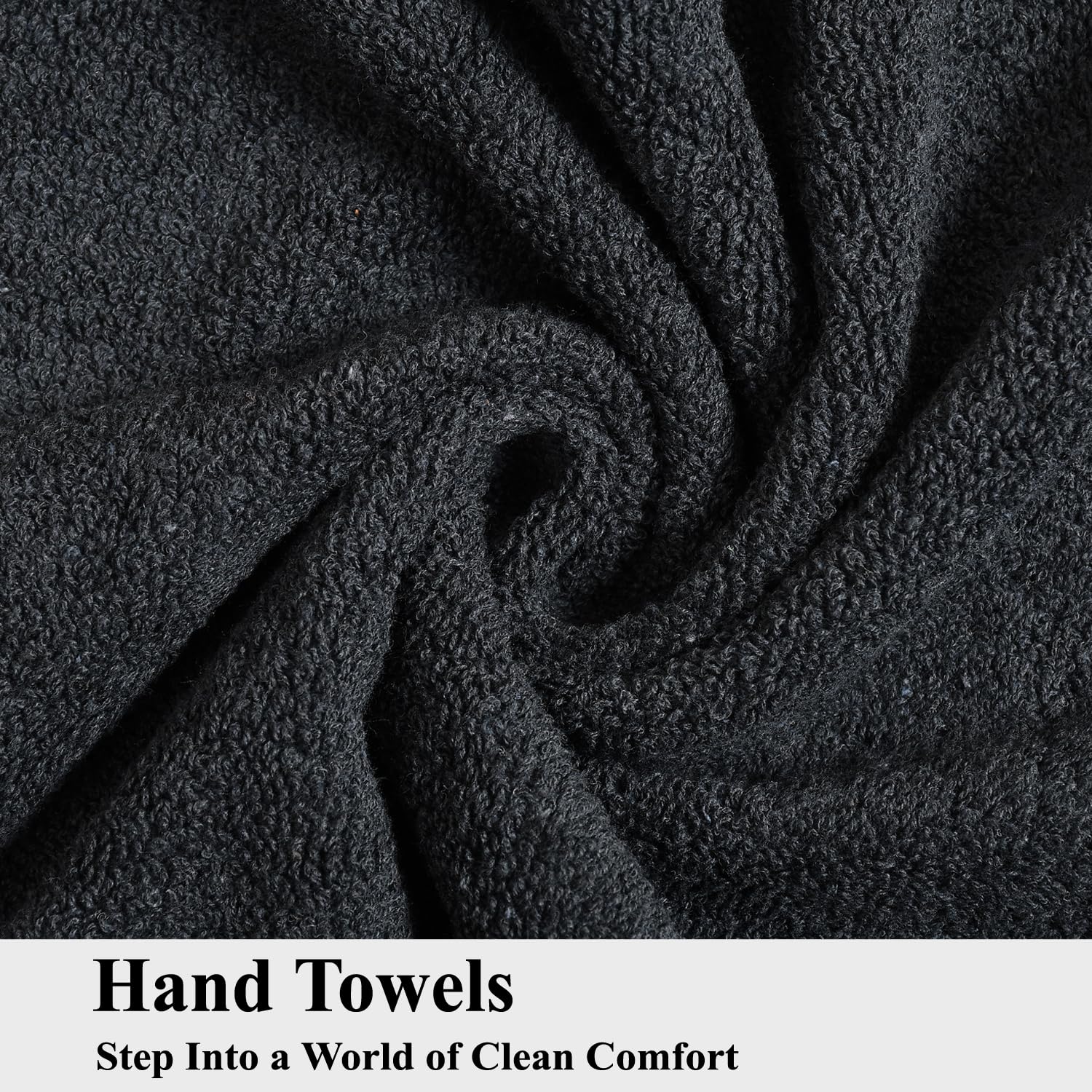 Fresh From Loom Luxury Fur Collection Hand Towel 500 Gsm Napkins Cotton High Absorbency Double Stitched Size (Blackish-Grey) - Set Of 2