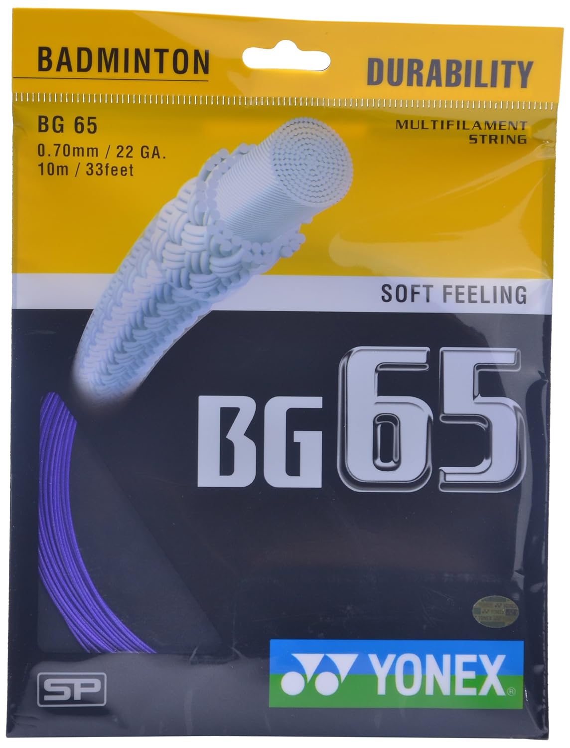 Yonex BG 65 Badminton Strings, Size - 0.70mm, Material - Titanium, Colour - Purple