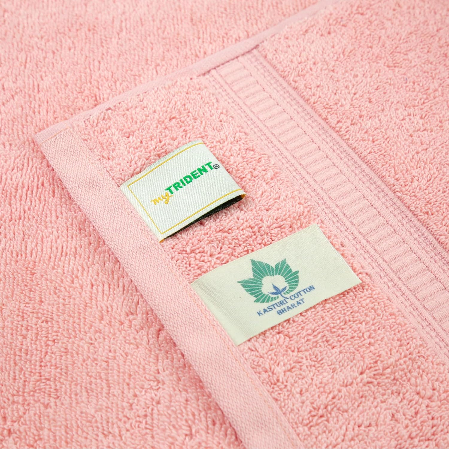 Mytrident Classic Kasturi Collection 1 Bath + 1 Small Bath & 2 Hand Towels 1200 Gsm | Highly Absorbent Towels For Bath - Tender Peach (Set Of 4)