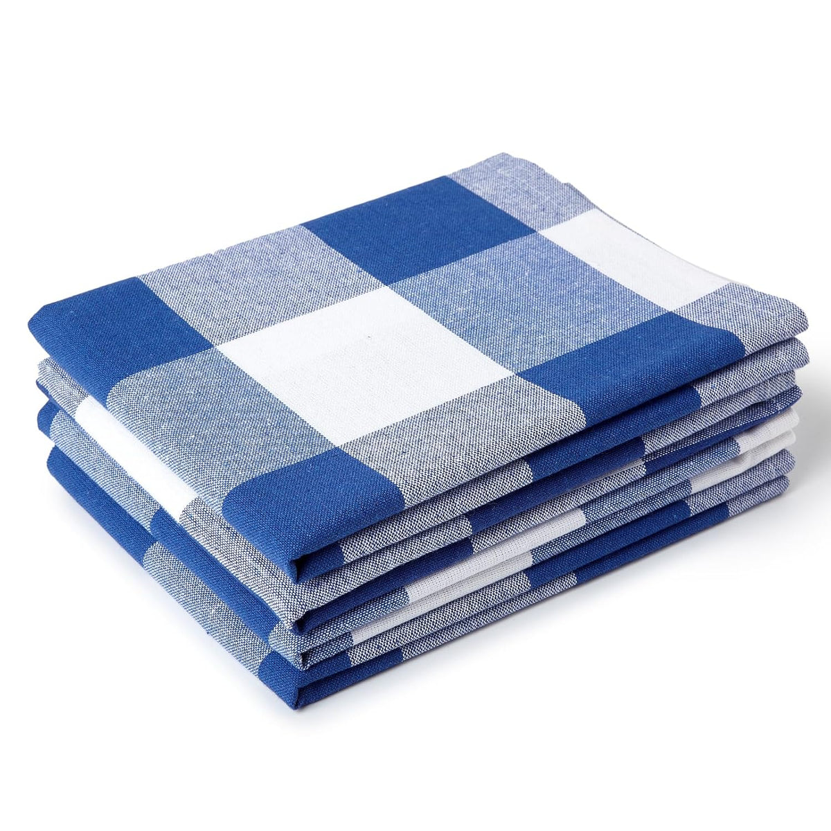 Encasa Xo Kitchen Cooking Cloth 340 Gsm | Cotton Hand Towel For Drying Dishes Highly Absorbent Cleaning & Quick Drying Of Plates | Buffalo Blue Checks (Set Of 4)