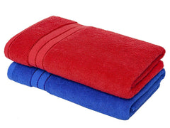 North Field Bath Towel 1000 Gsm | Extra Soft & Absorbent, Durable Bath Towel (Red & Blue) - Set Of 2