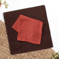 Sassoon Anatolia 12 Piece Cotton Face Towel 500 Gsm (Rust & Cocoa)