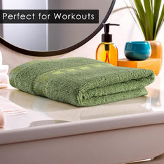 Kuber Industries Cotton Hand & Face Towels 200 Gsm | Easily Washable Workout Gym Napkins For Men & Women | Pocket Towel - Green (Pack Of 6)
