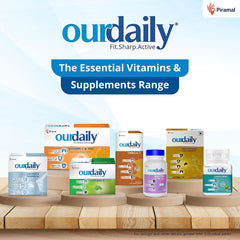 Ourdaily Vitamin E Capsules For Face & Hair By Piramal | 400mg 120 Capsules , 12 Strips , Vitamin E Tablet For Beautiful Glowing Face, Healthly Skin, Hair & Eyes Nutrition | 1000gm 2.2lbs